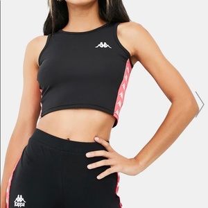 Kappa 222 Banda Atvan Skin Fit Crop Top Black Pink